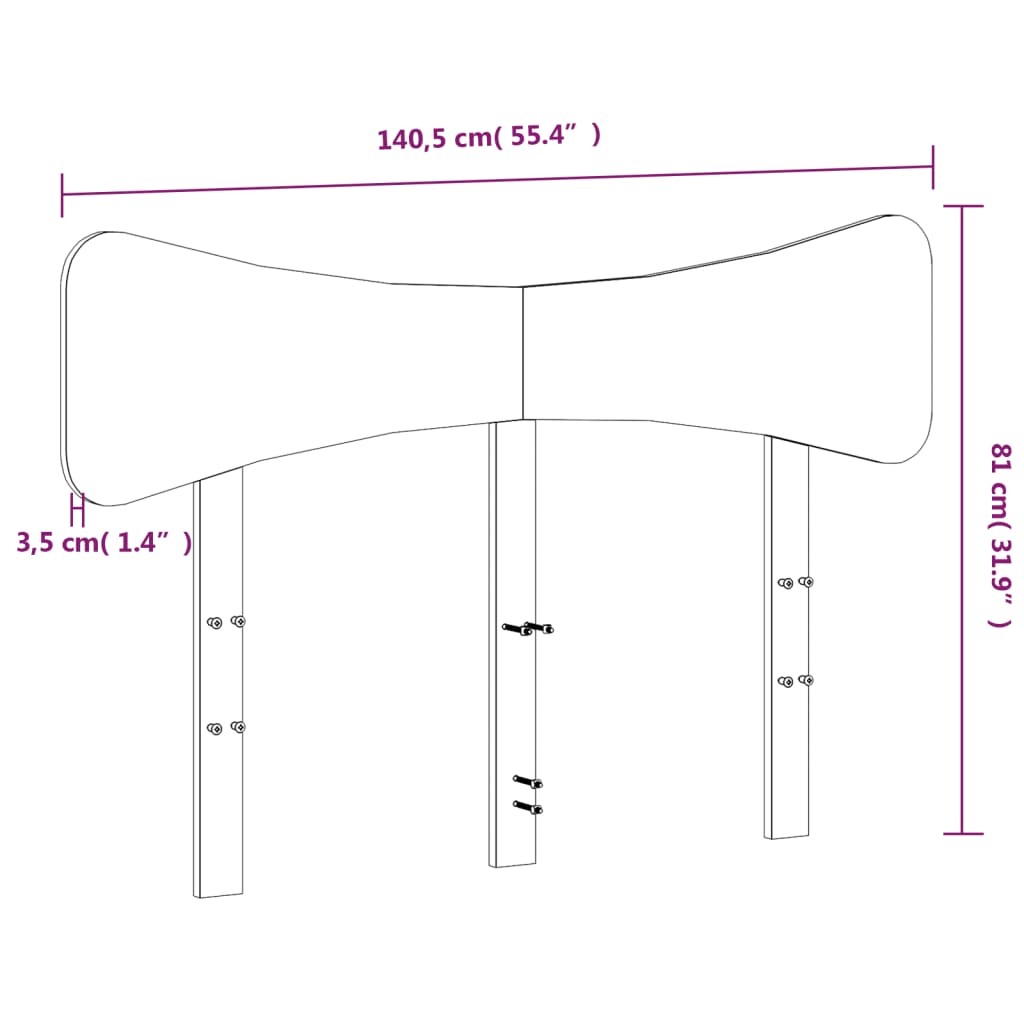 vidaXL Hodegavl voksbrun 135 cm heltre furu