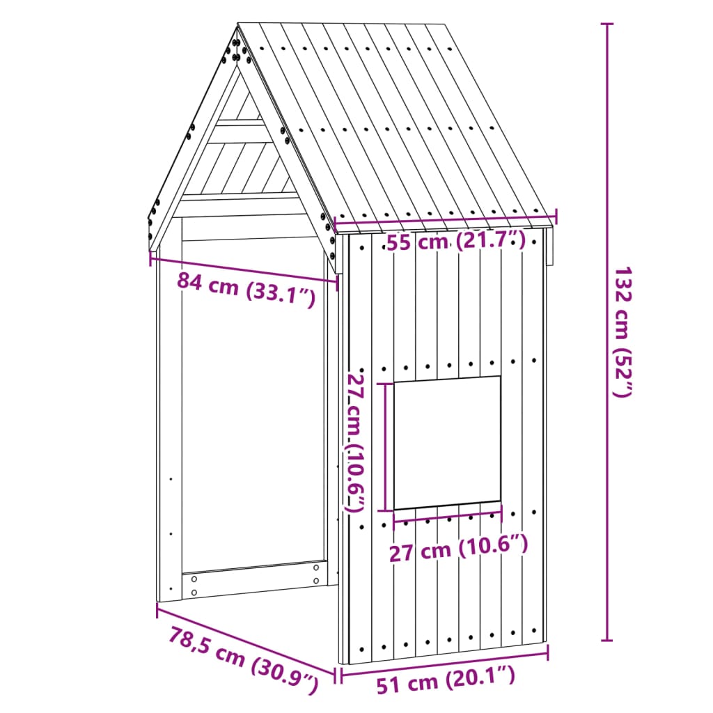 vidaXL Tak for barneseng 55x84x132 cm heltre furu