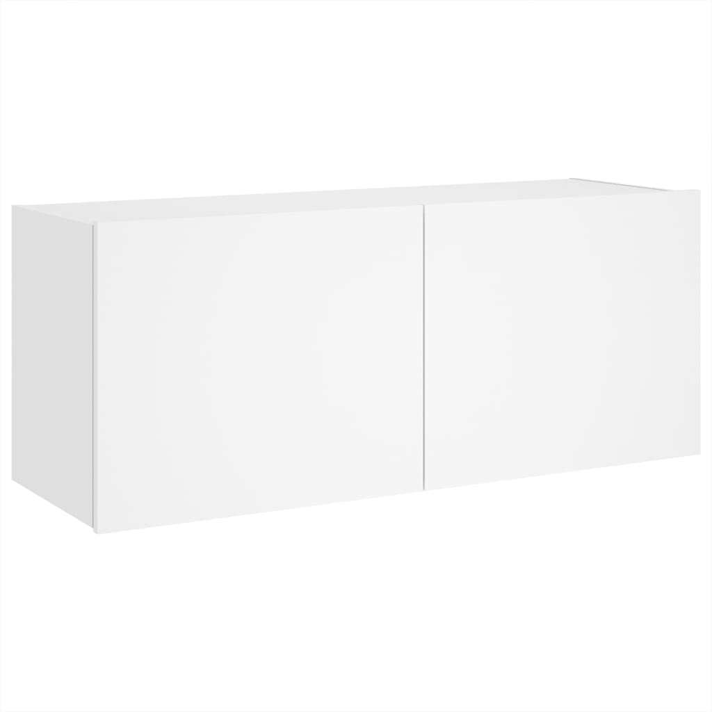 vidaXL Vegghengt TV-benk med LED hvit 100x35x41 cm