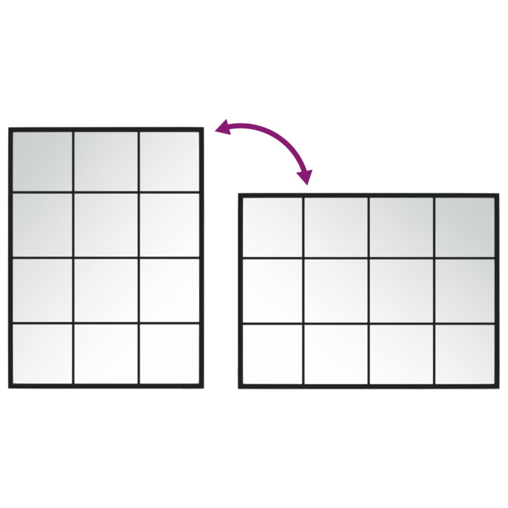 vidaXL Veggspeil svart 80x60 cm metall