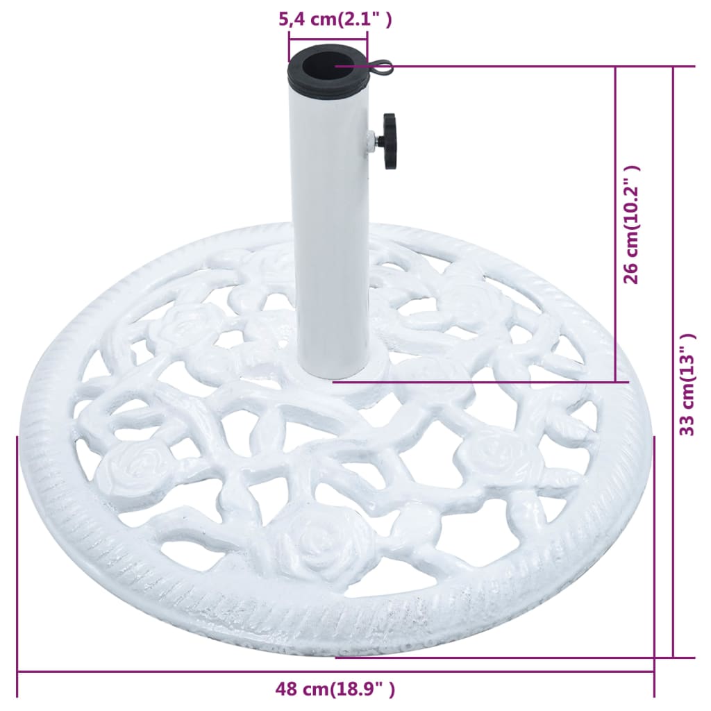 vidaXL Parasollfot hvit 12 kg 48 cm støpejern