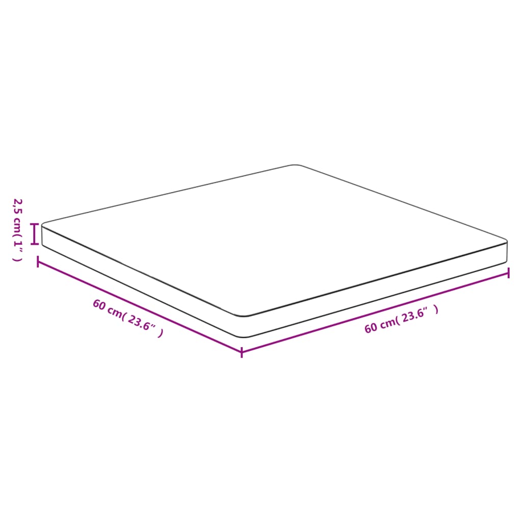 vidaXL Bordplate 60x60x2,5 cm bambus