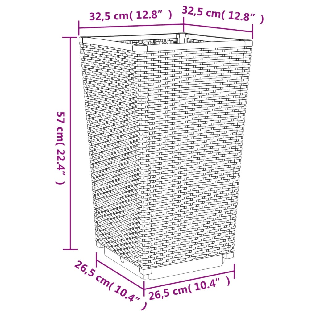 vidaXL Plantekasser 4 stk brun 32,5x32,5x57 cm PP