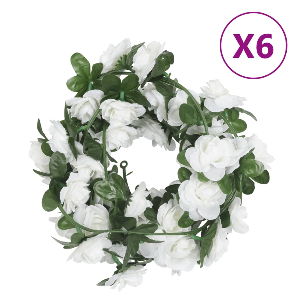 vidaXL Blomsterkranser for jul 6 stk hvit 240 cm