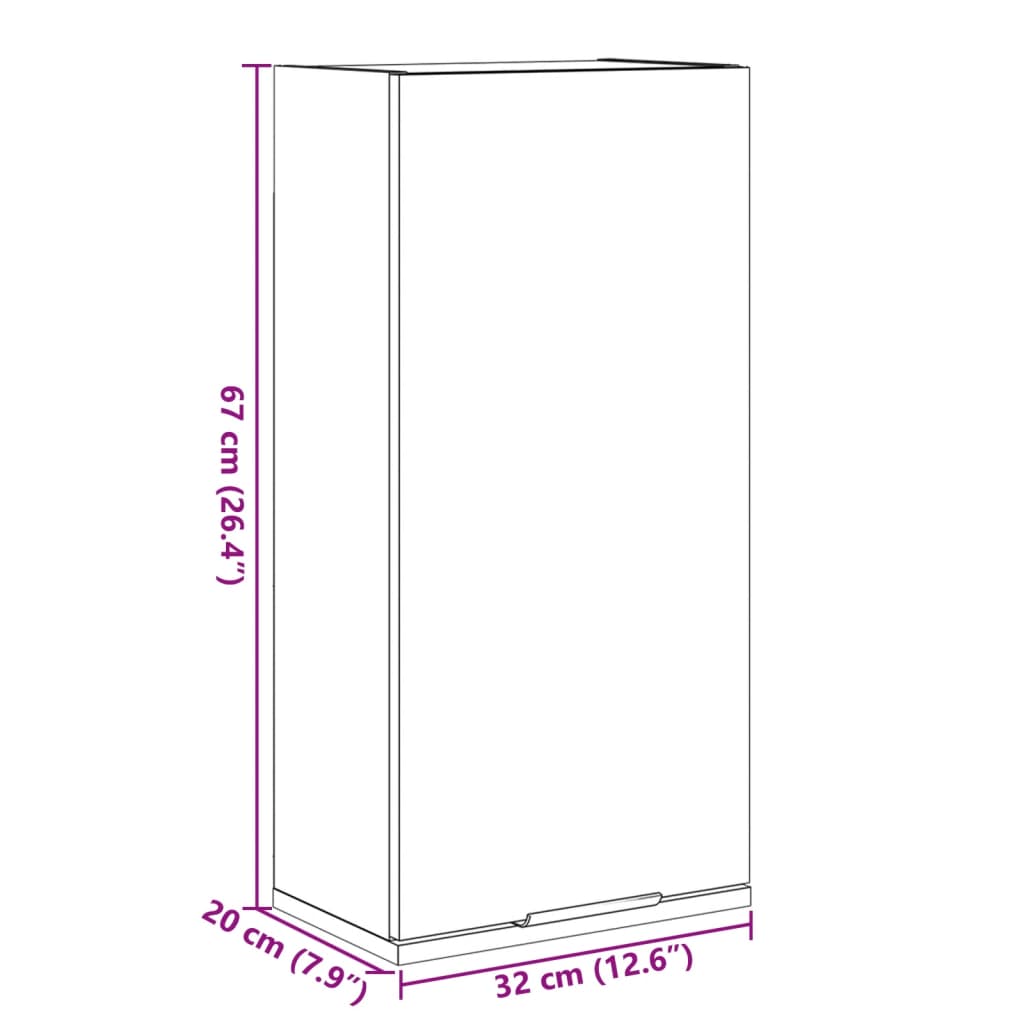 vidaXL Vegghengt baderomsskap sonoma eik 32x20x67 cm