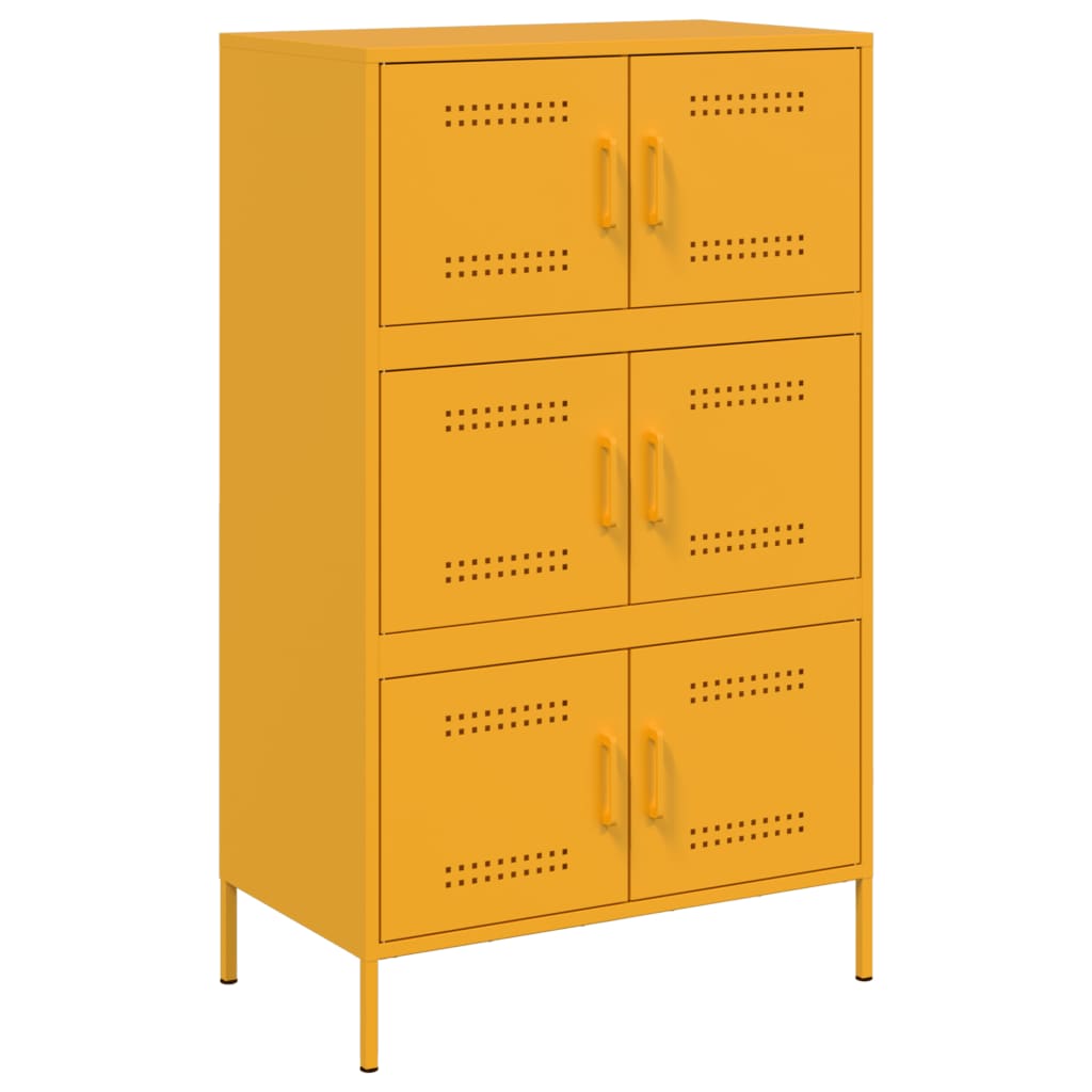 vidaXL Highboard sennepsgul 68x39x113 cm stål