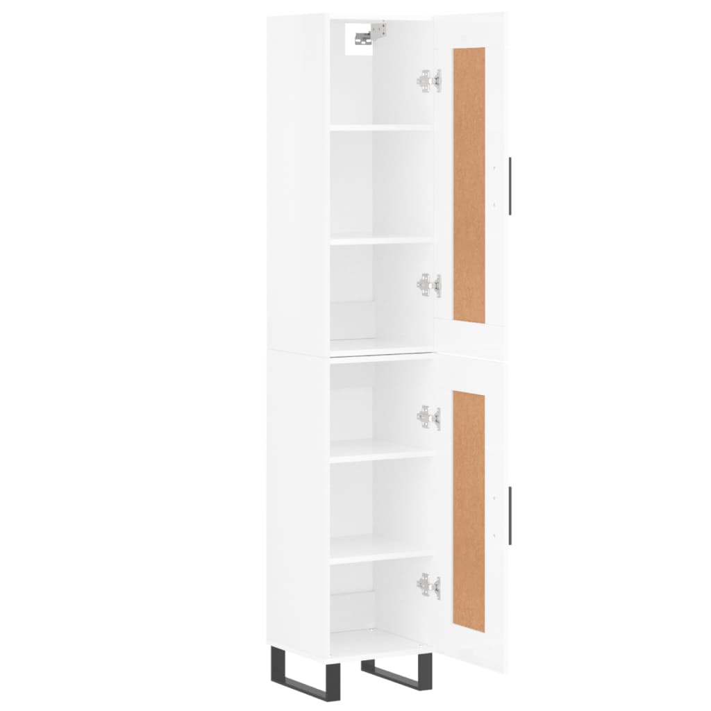 vidaXL Highboard høyglans hvit 34,5x34x180 cm konstruert tre