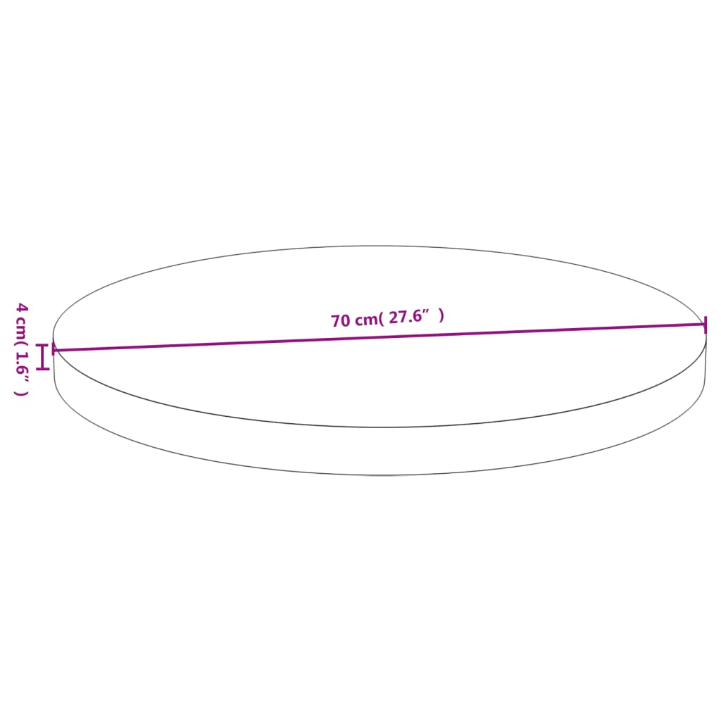 vidaXL Bordplate Ø70x4 cm bambus