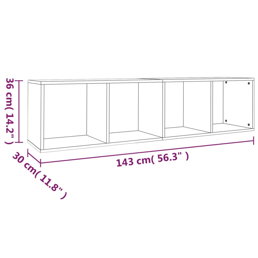 vidaXL Bokhylle/TV-benk røkt eik 36x30x143 cm konstruert tre