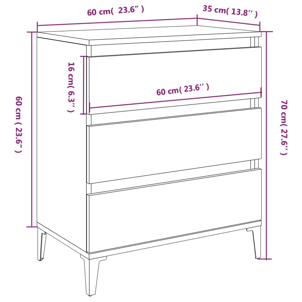 vidaXL Skjenk røkt eik 60x35x70 cm konstruert tre