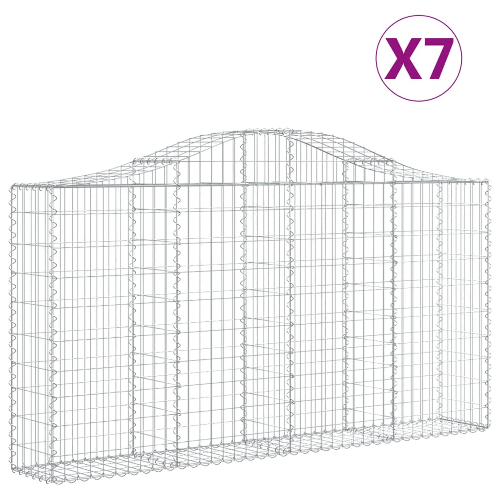 vidaXL Gabionkurver buede 7 stk 200x30x100/120 cm galvanisert jern