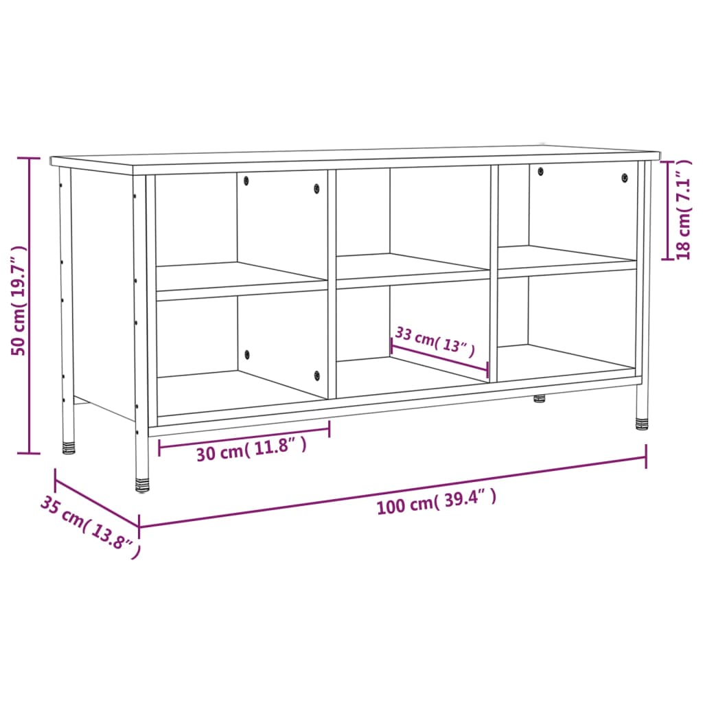 vidaXL Skoskap svart 100x35x50 cm konstruert tre