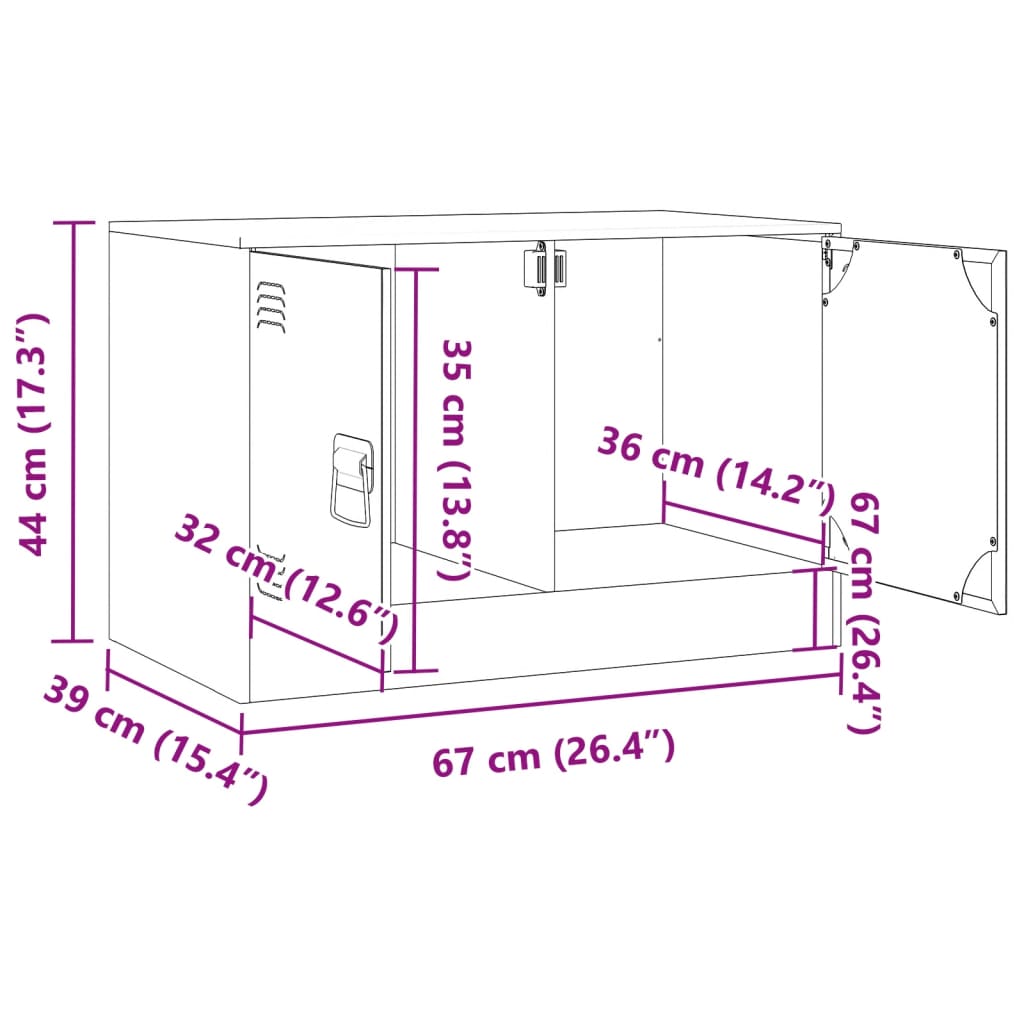 vidaXL TV-benk olivengrønn 67x39x44 cm stål