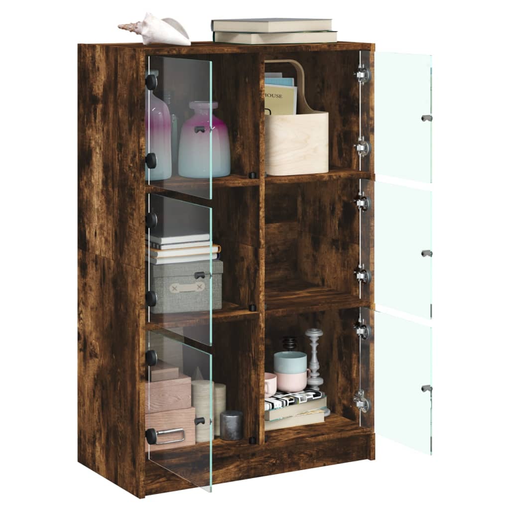 vidaXL Highboard med dører røkt eik 68x37x109 cm konstruert tre