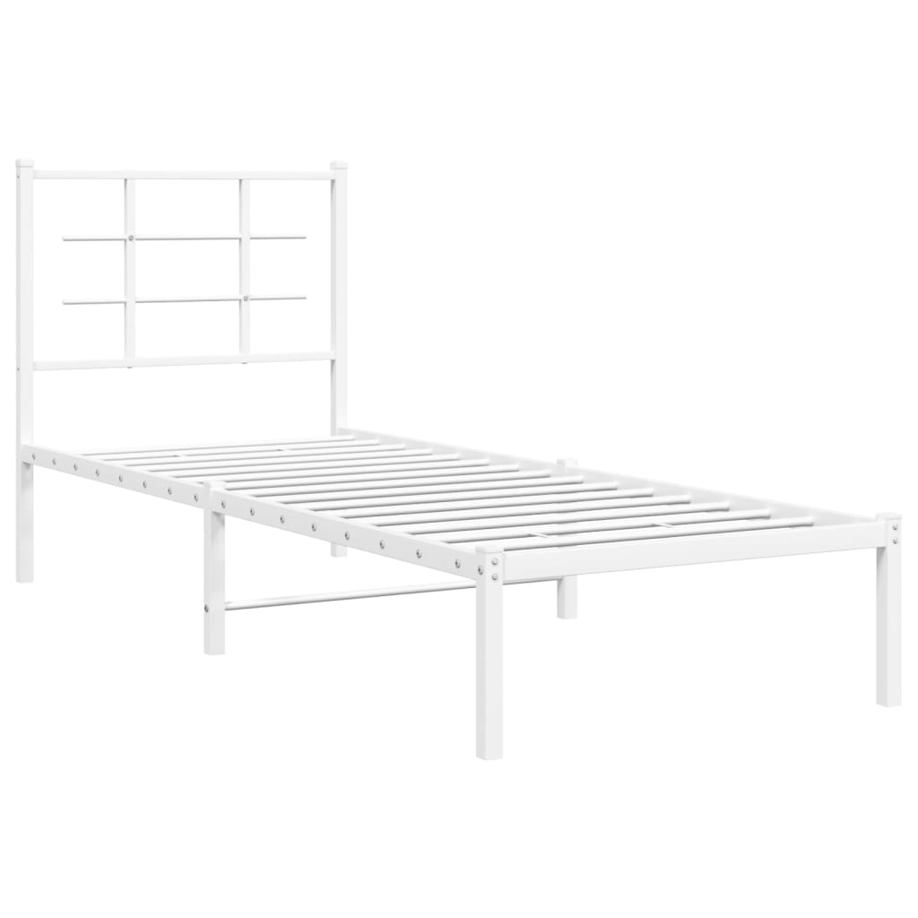 vidaXL Sengeramme i metall uten madrass med hodegavl hvit 75x190 cm