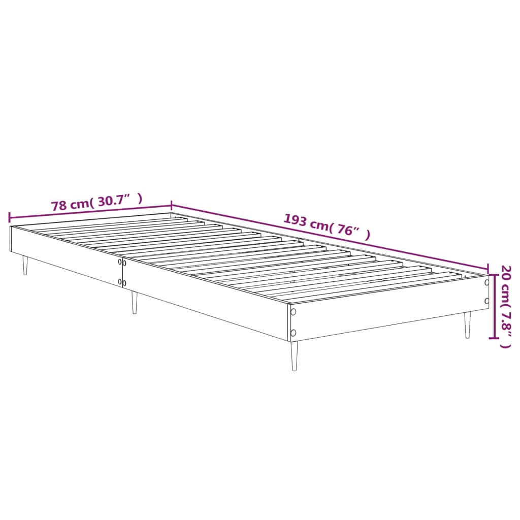 vidaXL Sengeramme uten madrass brun eik 75x190 cm konstruert tre