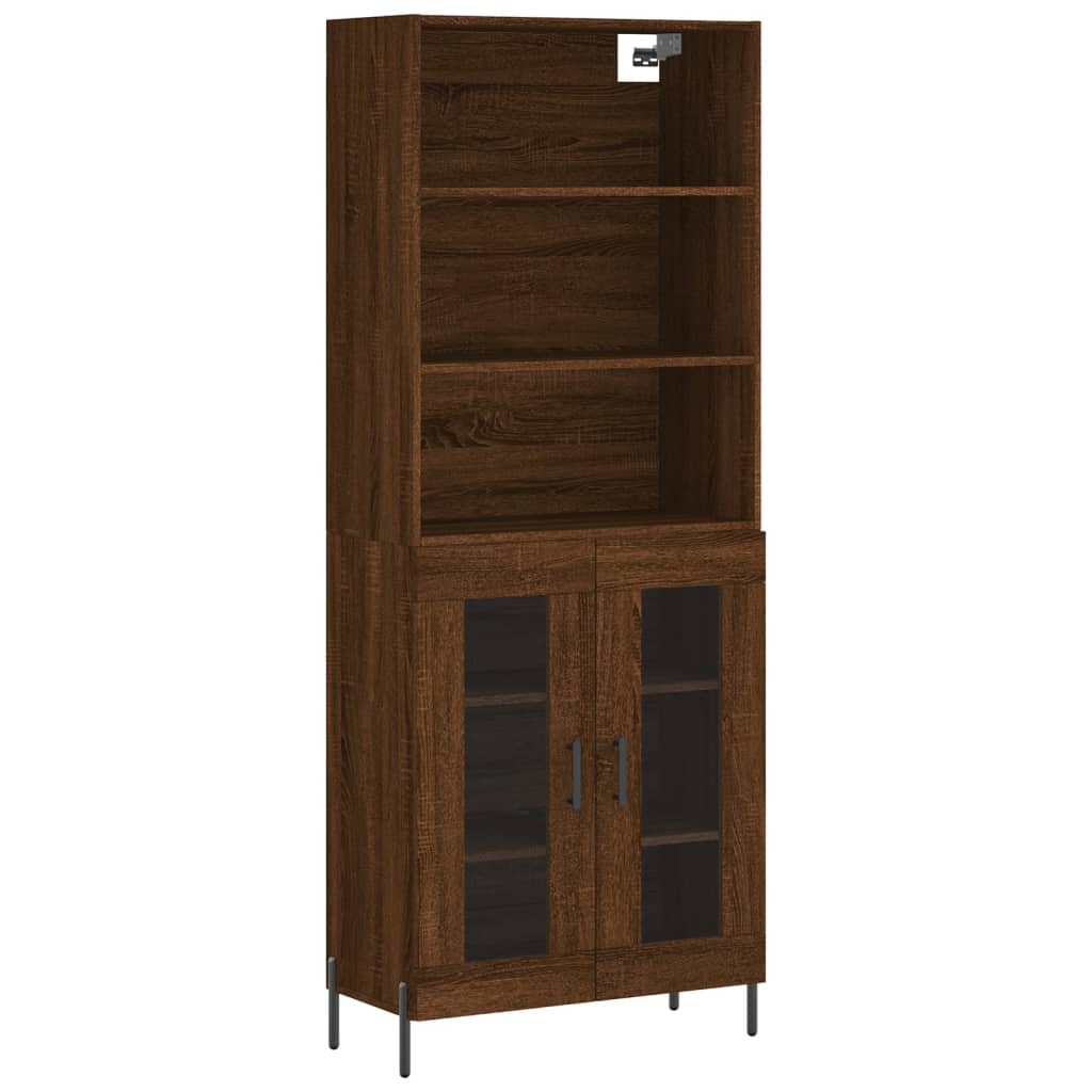 vidaXL Highboard brun eik 69,5x34x180 cm konstruert tre