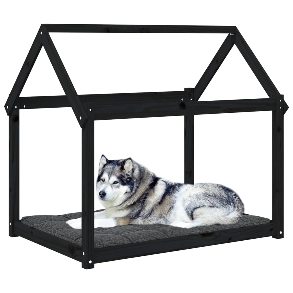 vidaXL Hundeseng svart 111x80x100 cm heltre furu