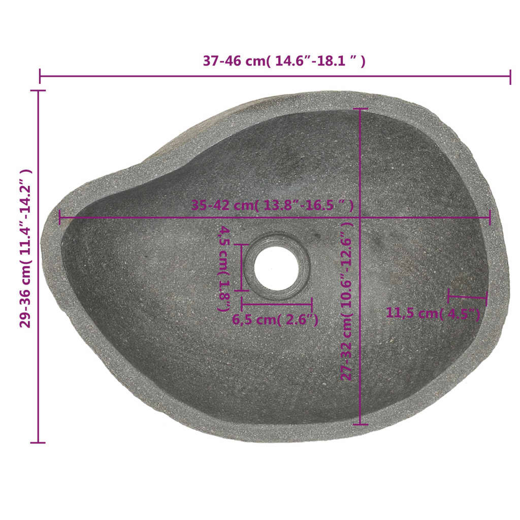 vidaXL Servant elvestein oval (37-46)x(29-36) cm