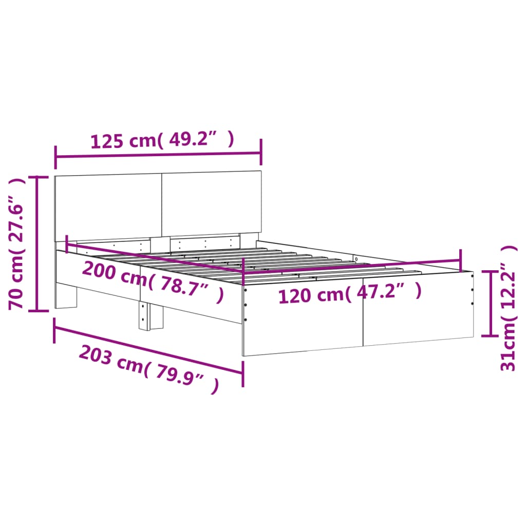 vidaXL Sengeramme med hodegavl svart 120x200 cm