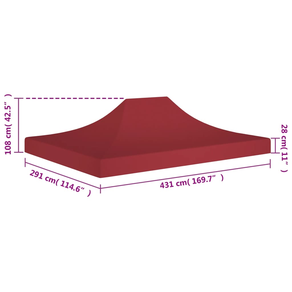 vidaXL Teltduk for festtelt 4,5x3 m burgunder 270 g/m²