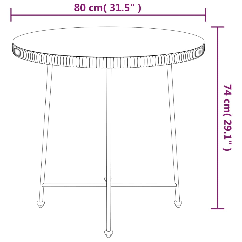 vidaXL Spisebord Ø80 cm  herdet glass og stål