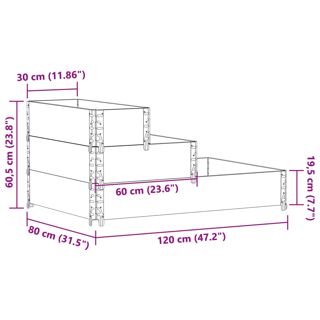 vidaXL Høyseng 3 trinn 120x80 cm heltre furu