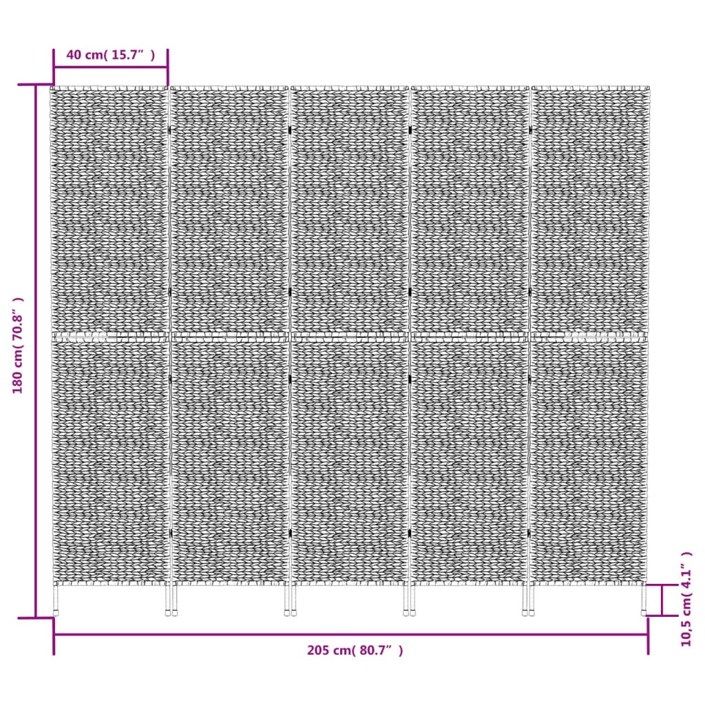 vidaXL Romdeler 5 paneler 205x180 cm vannhyasint