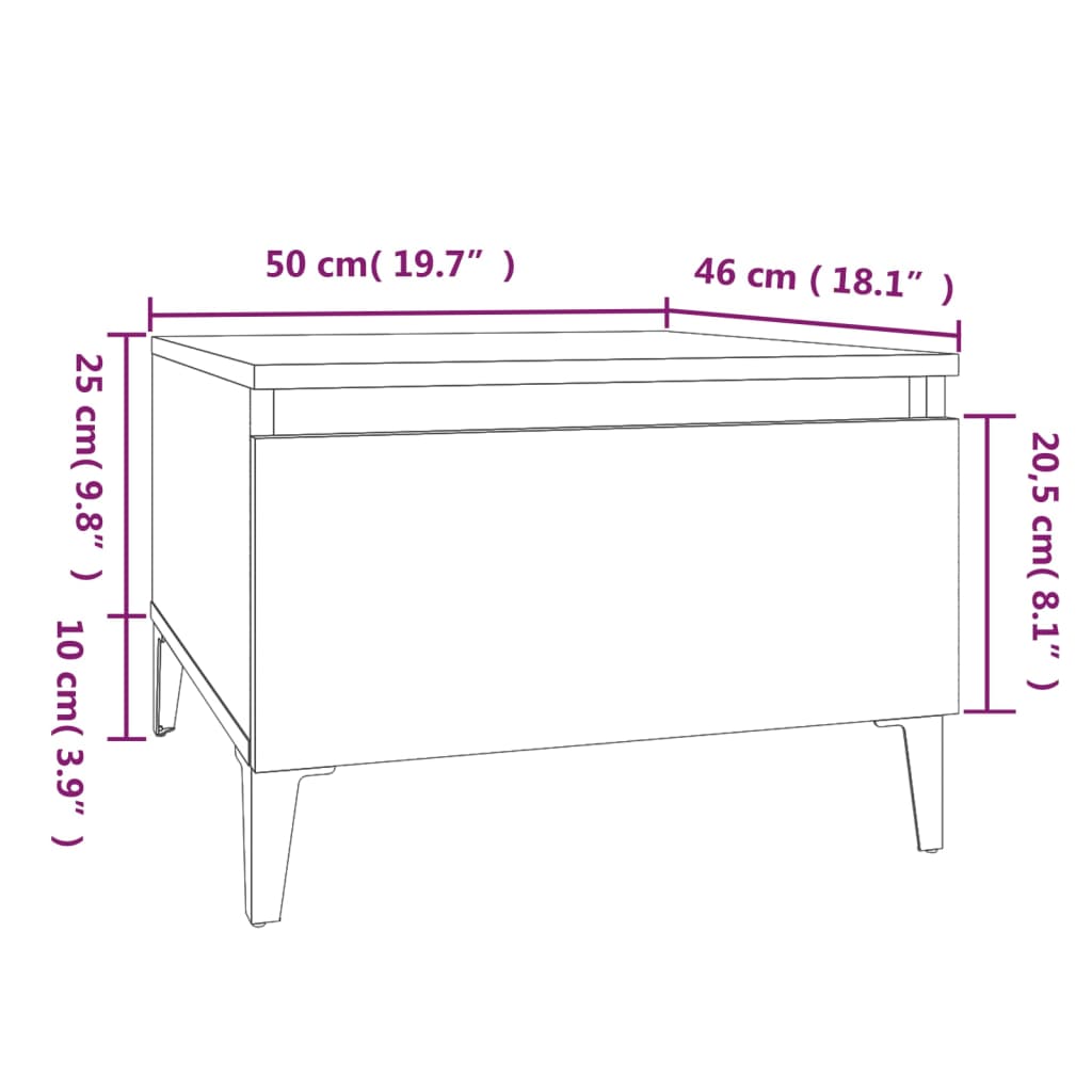 vidaXL Sidebord 2 stk røkt eik 50x46x35 cm konstruert tre