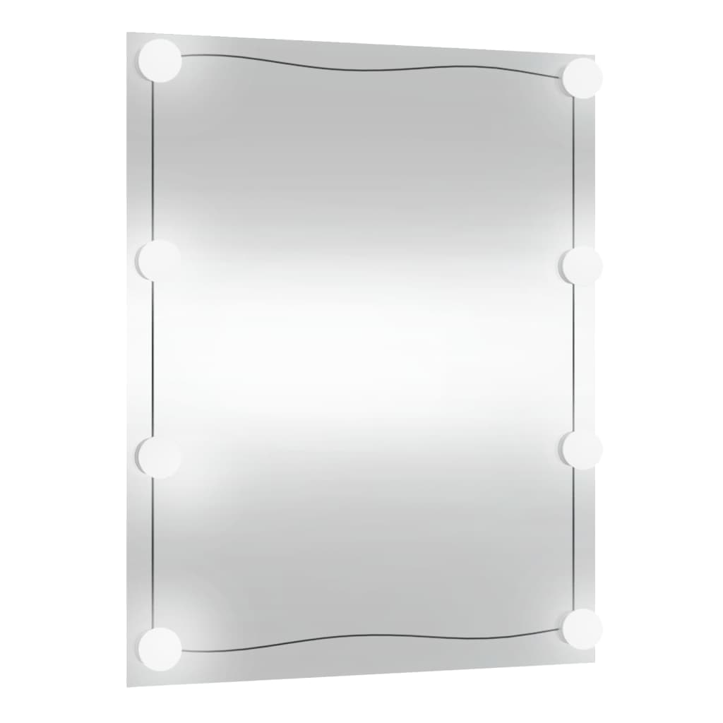 vidaXL Veggspeil med LED-lys 50x60 cm glass rektangel