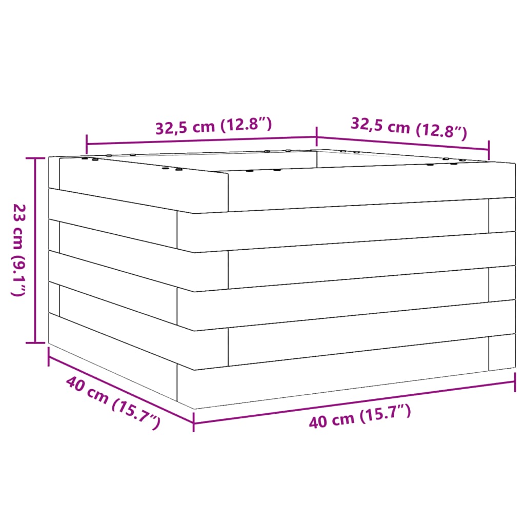 vidaXL Blomsterkasse 40x40x23 cm impregnert furu