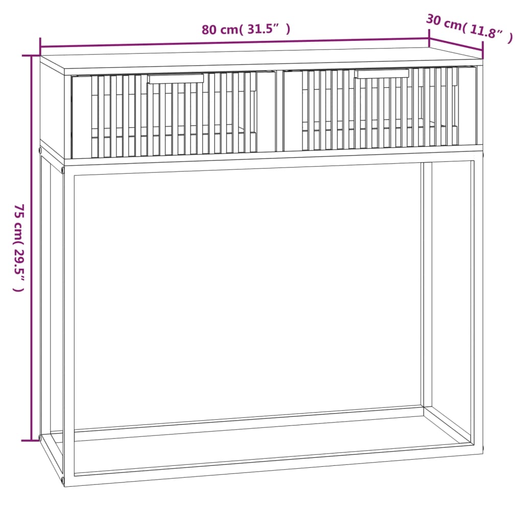 vidaXL Konsollbord 80x30x75 cm konstruert tre og jern