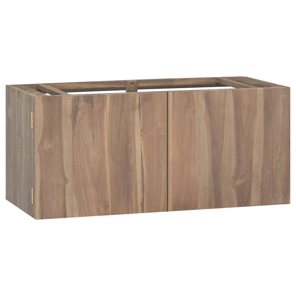 vidaXL Veggmontert baderomsskap 90x39x40 cm heltre teak