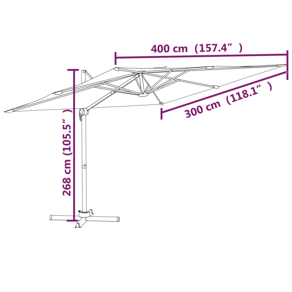 vidaXL Hengeparasoll med aluminiumsstang antrasitt 400x300 cm