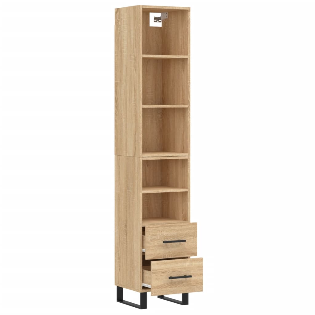 vidaXL Highboard sonoma eik 34,5x34x180 cm konstruert tre