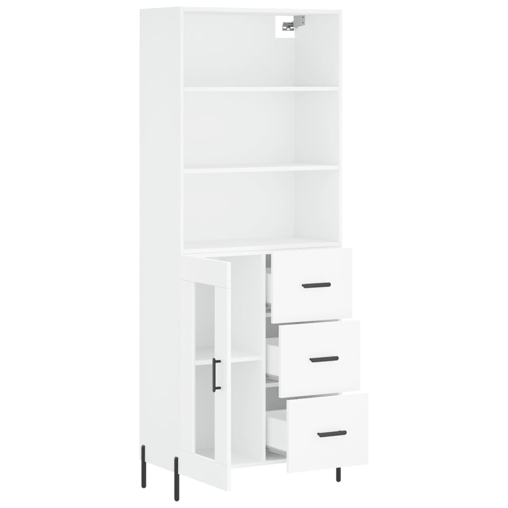 vidaXL Highboard hvit 69,5x34x180 cm konstruert tre