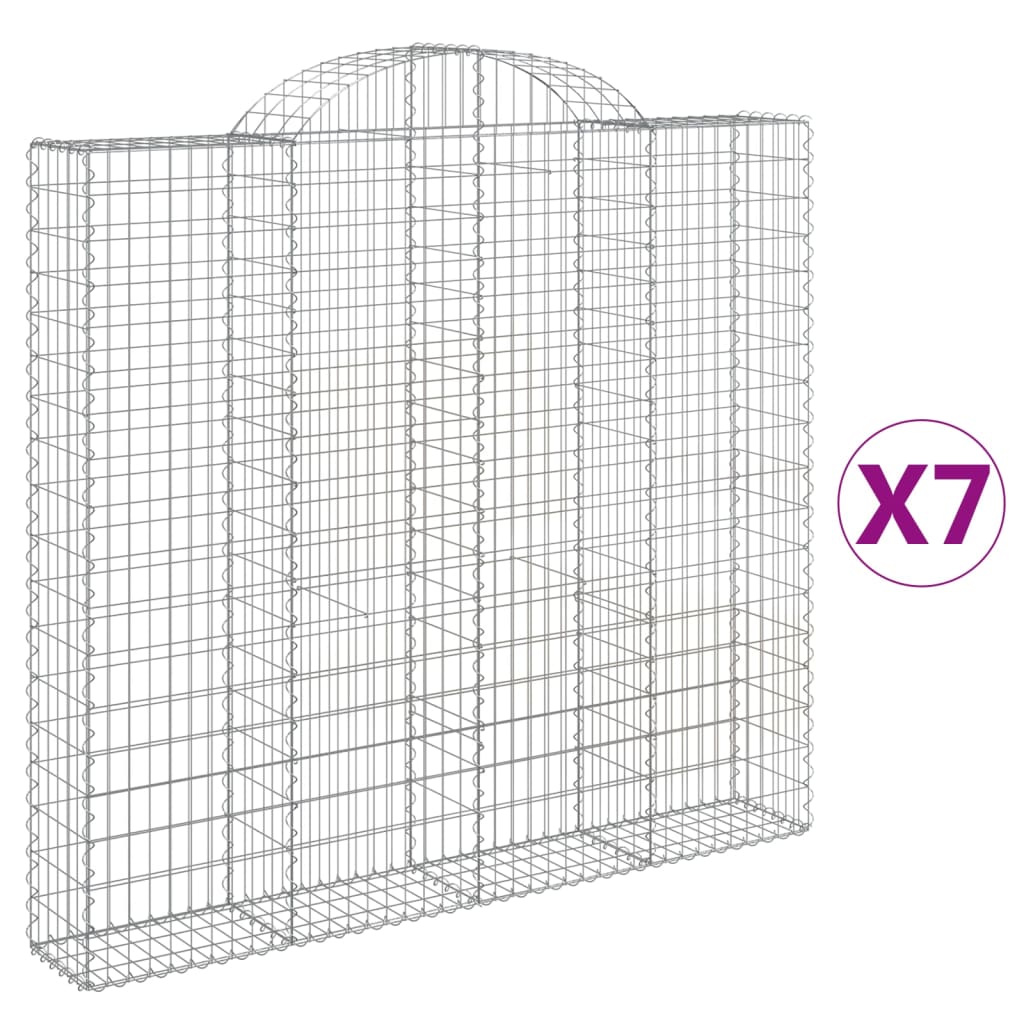 vidaXL Gabionkurver buede 7 stk 200x30x180/200 cm galvanisert jern