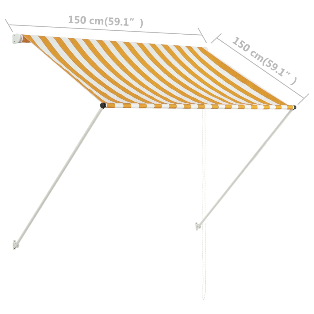 vidaXL Uttrekkbar markise 150x150 cm gul og hvit