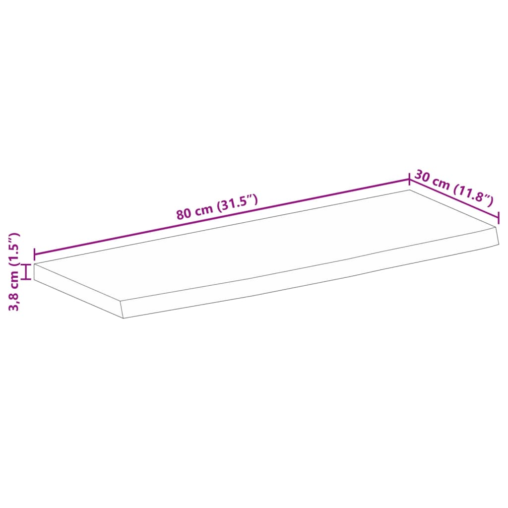 vidaXL Bordplate 80x30x3,8 cm naturlig kant grovt heltre mangotre