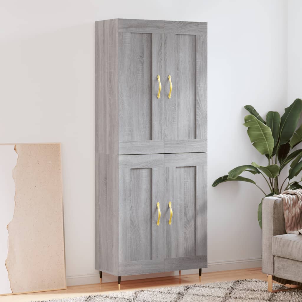 vidaXL Highboard grå sonoma 69,5x34x180 cm konstruert tre