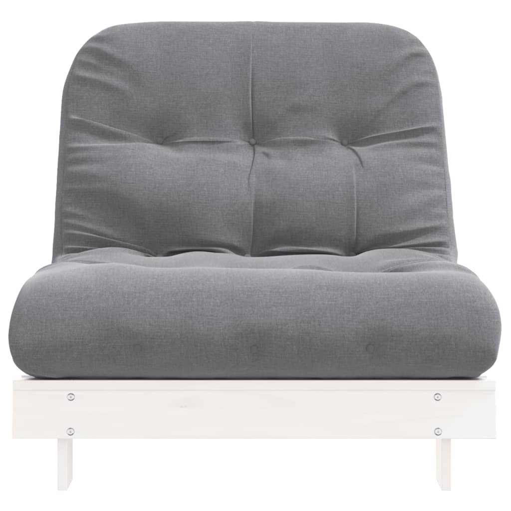 vidaXL Futonsofa med madrass hvit 80x206x11 cm heltre furu