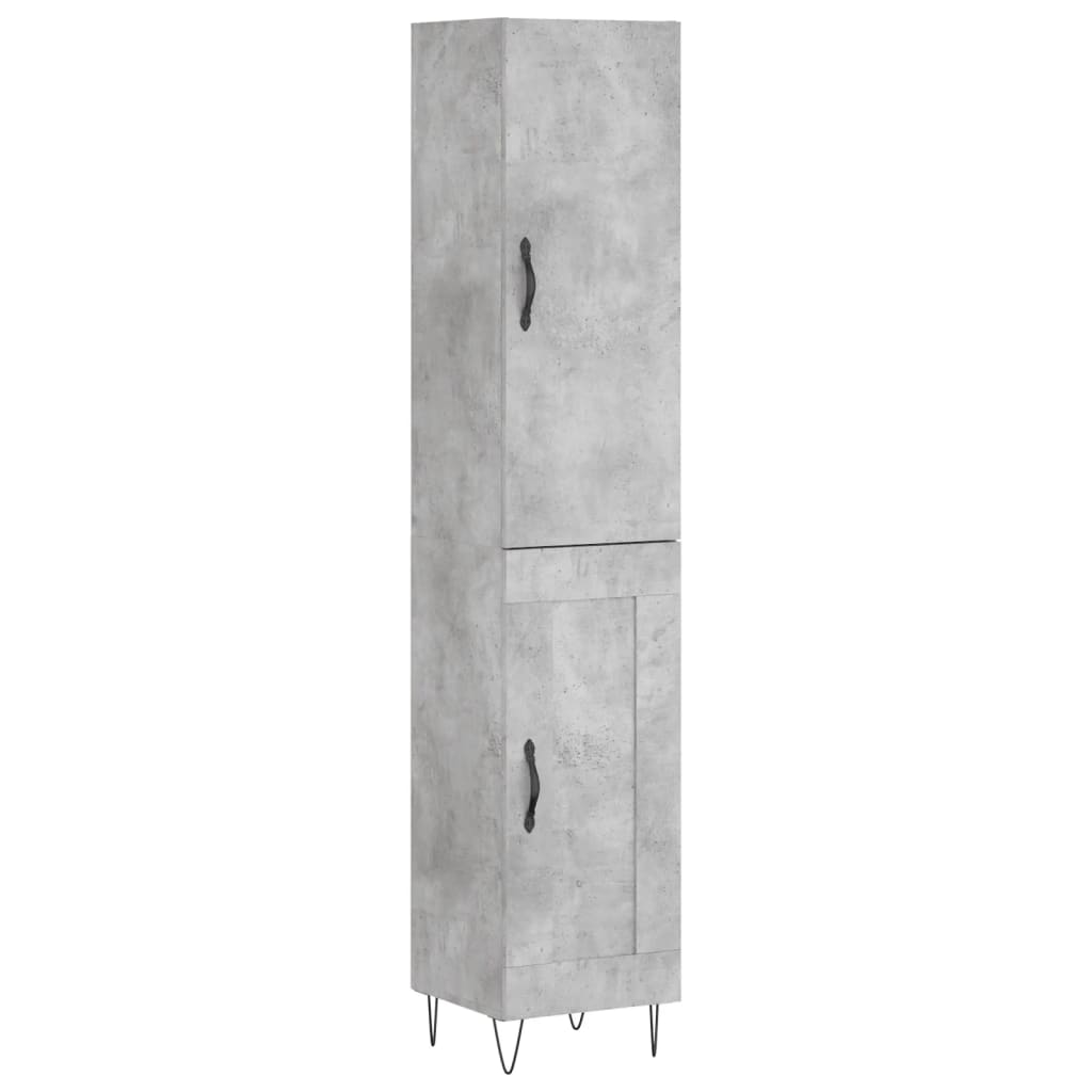 vidaXL Highboard betonggrå 34,5x34x180 cm konstruert tre