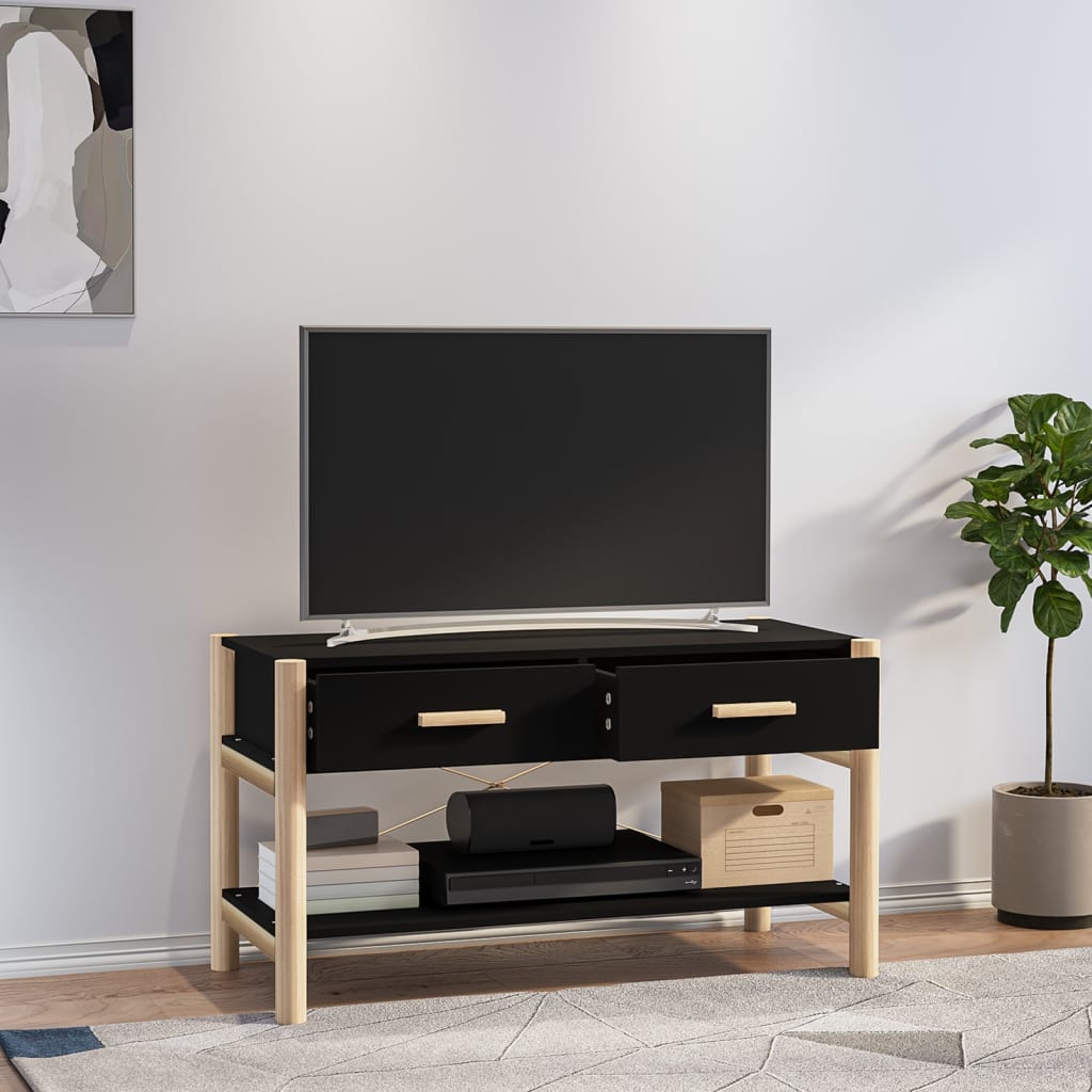 vidaXL TV-benk svart 82x38x45 cm konstruert tre