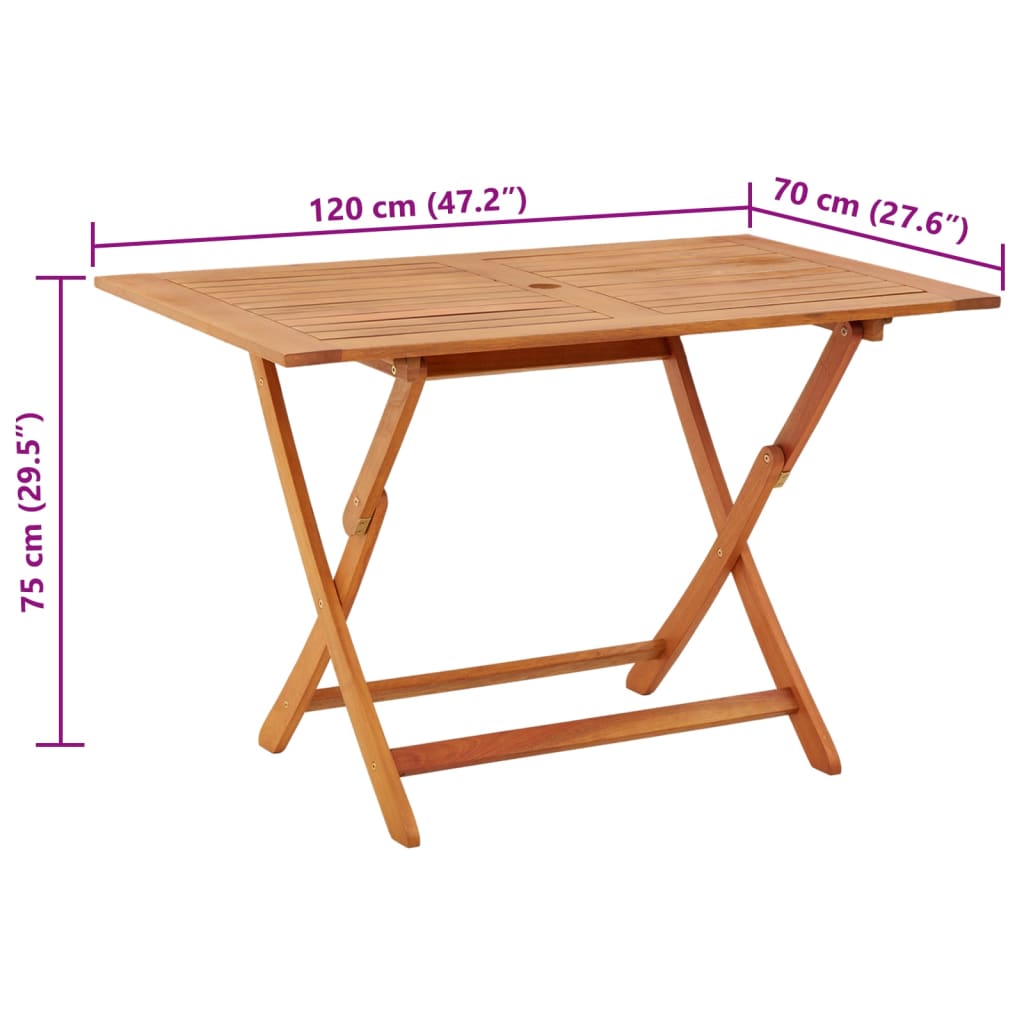 vidaXL Sammenleggbart hagebord 120x70x75 cm heltre eukalyptus