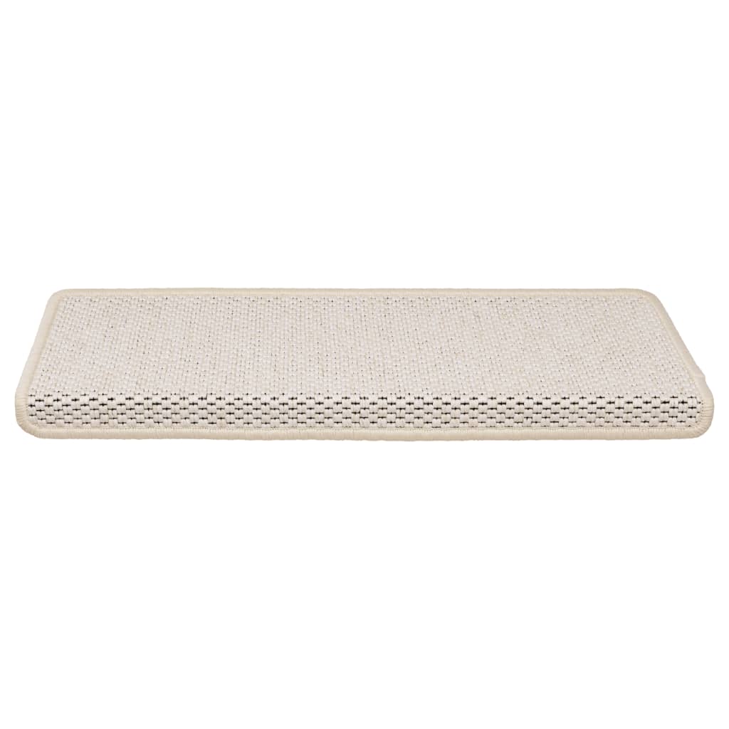 vidaXL Selvklebende trappematter sisal-utseende 15stk 65x21x4 kremhvit