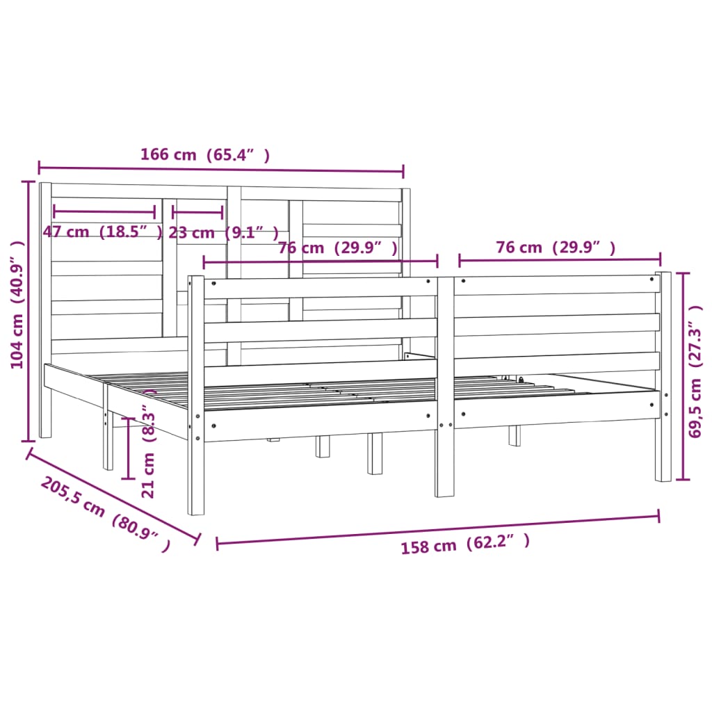 vidaXL Sengeramme heltre 160x200 cm