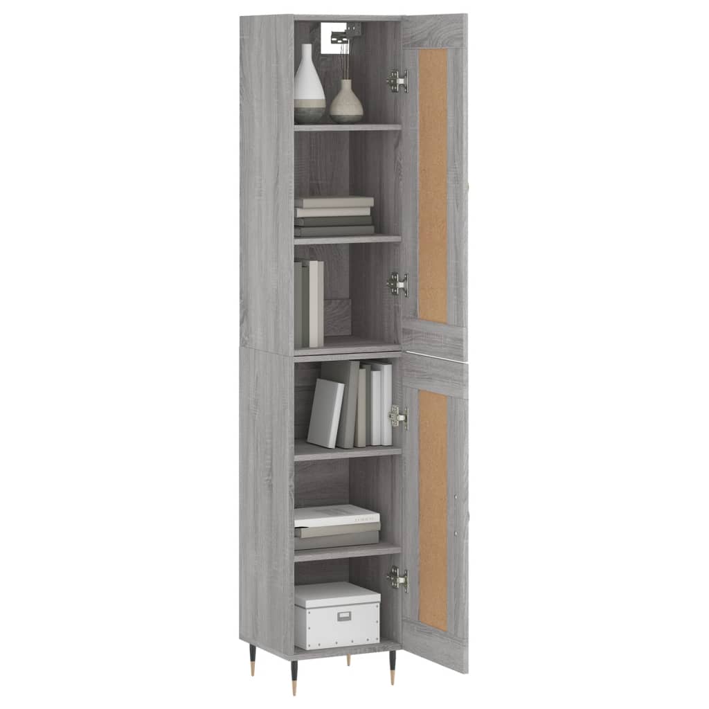 vidaXL Highboard grå sonoma 34,5x34x180 cm konstruert tre