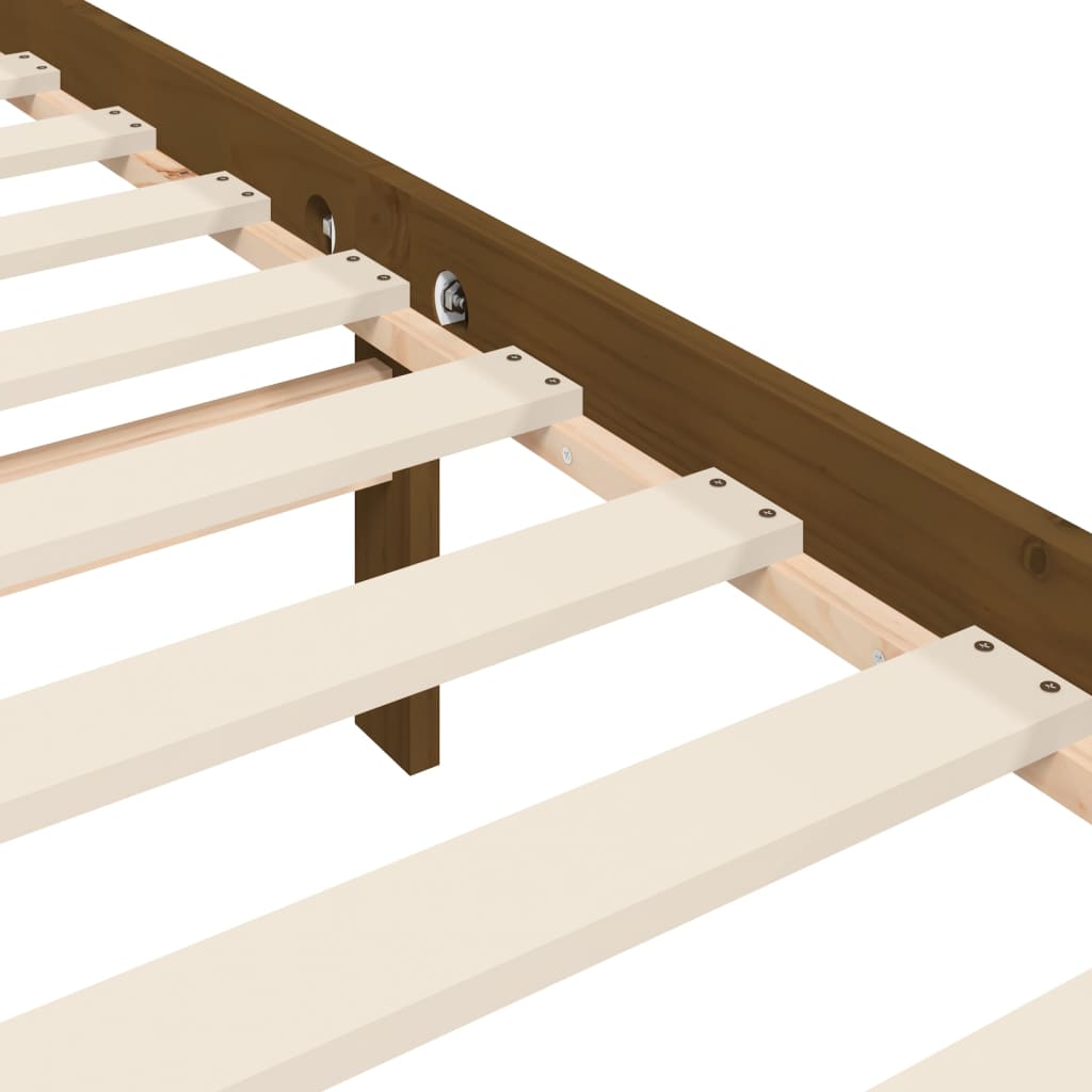 vidaXL Sengeramme med hodegavl honningbrun 200x200 cm heltre