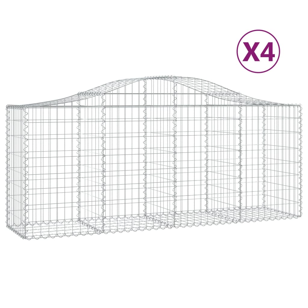 vidaXL Gabionkurver buede 4 stk 200x50x80/100 cm galvanisert jern