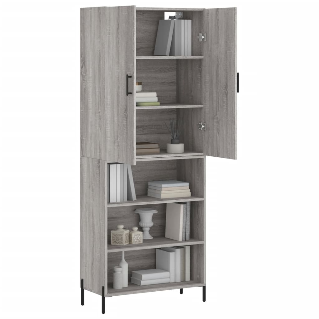 vidaXL Highboard grå sonoma 69,5x34x180 cm konstruert tre